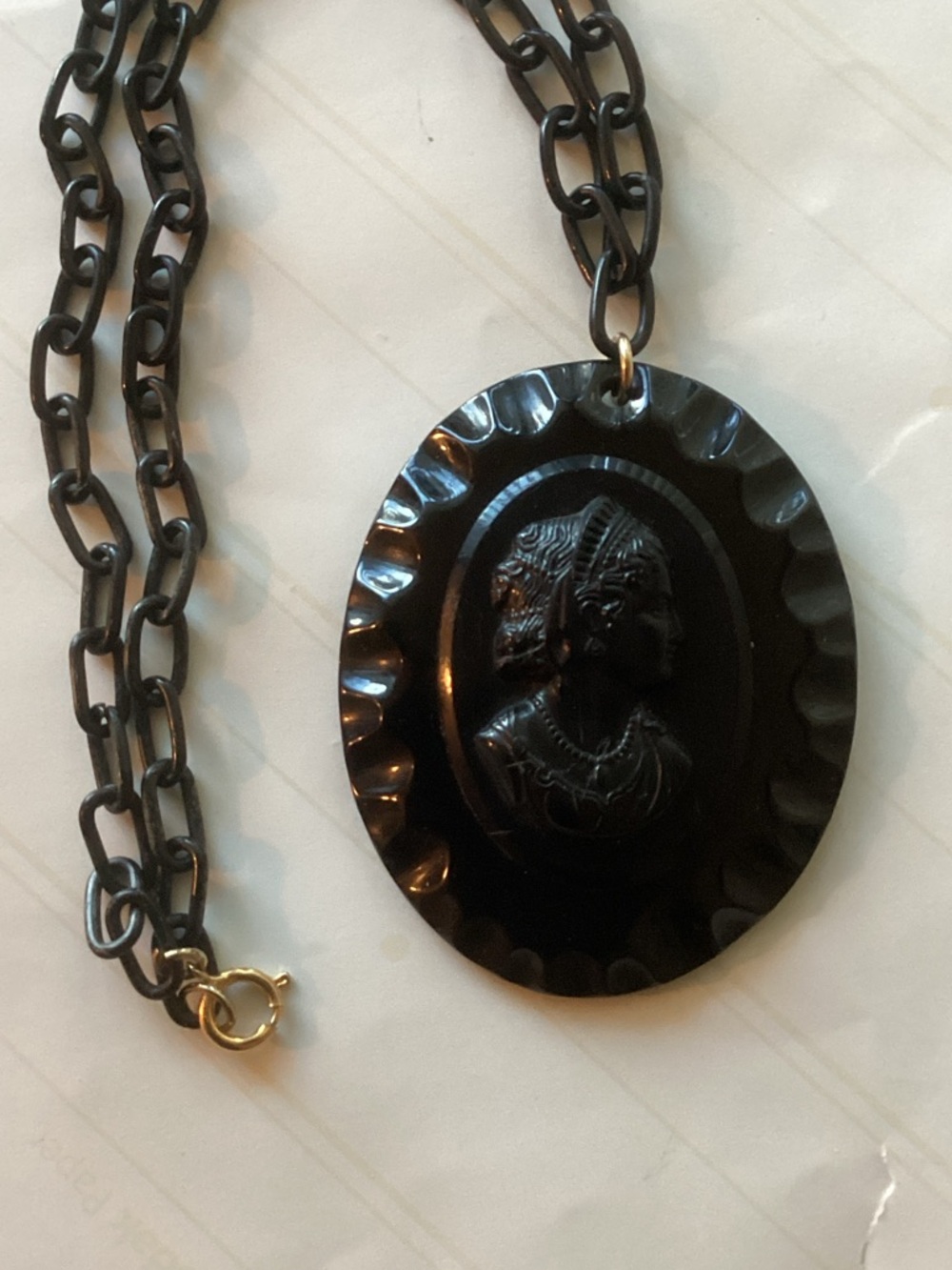 Black Cameo Pendant Necklace - Women Jewelry